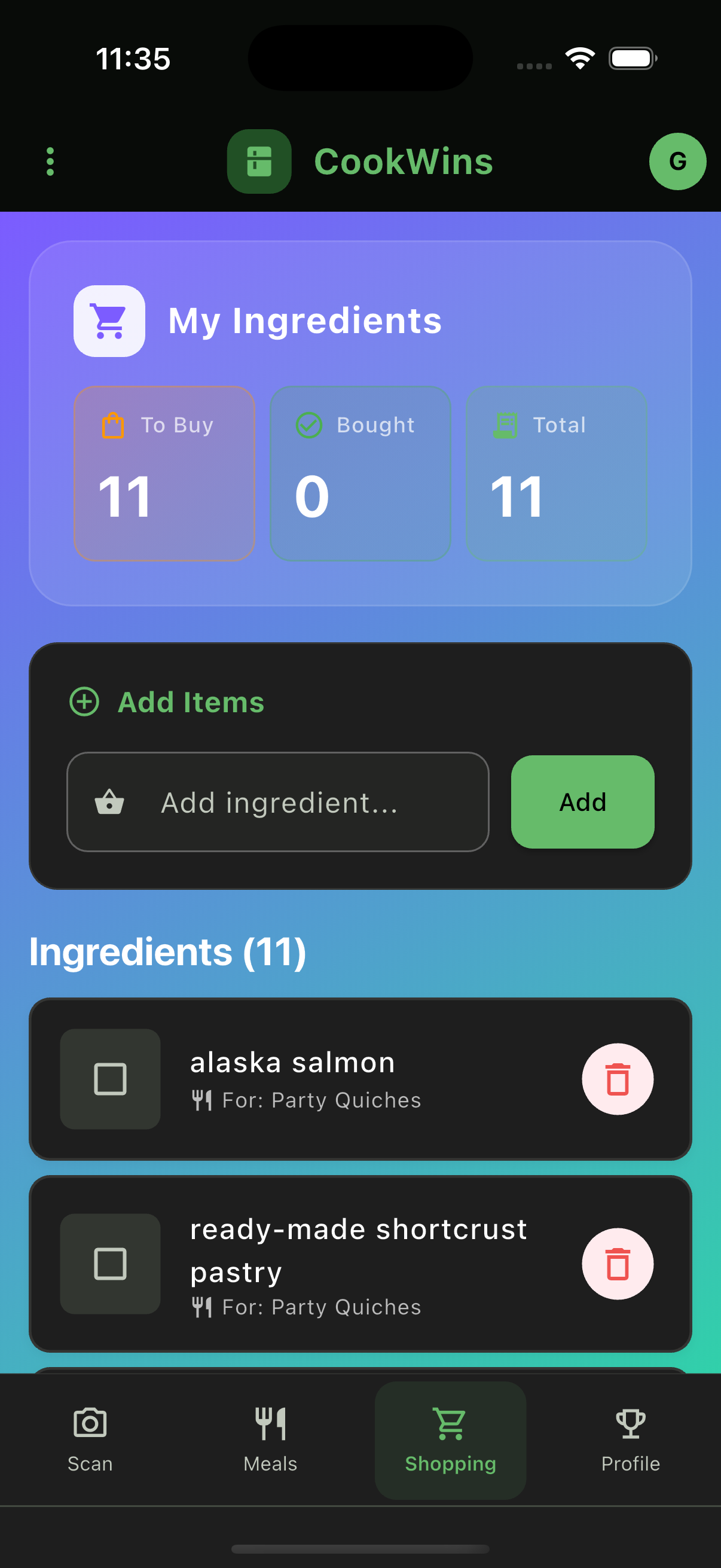 Smart shopping lists